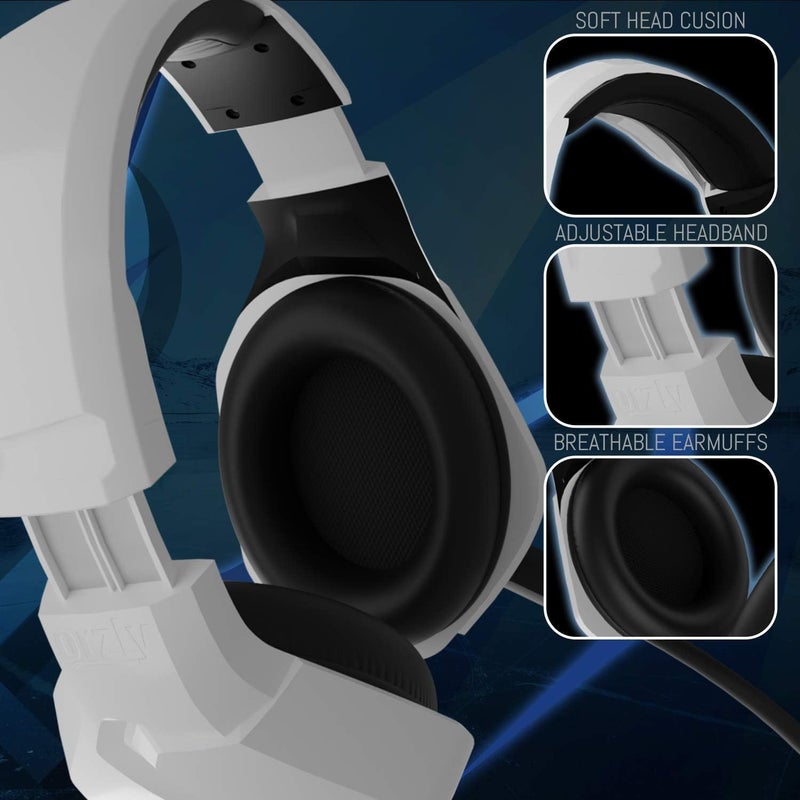 Orzly Gaming Headset (White) for PC and Gaming Consoles PS5, PS4, Xbox Series X | S, Xbox ONE, Nintendo Switch & Google Stadia Stereo Sound with Noise Cancelling mic - Hornet RXH-20 Siberia Edition - Image 3